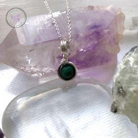 Malachite Sterling Silver Wire Wrapped Pendant